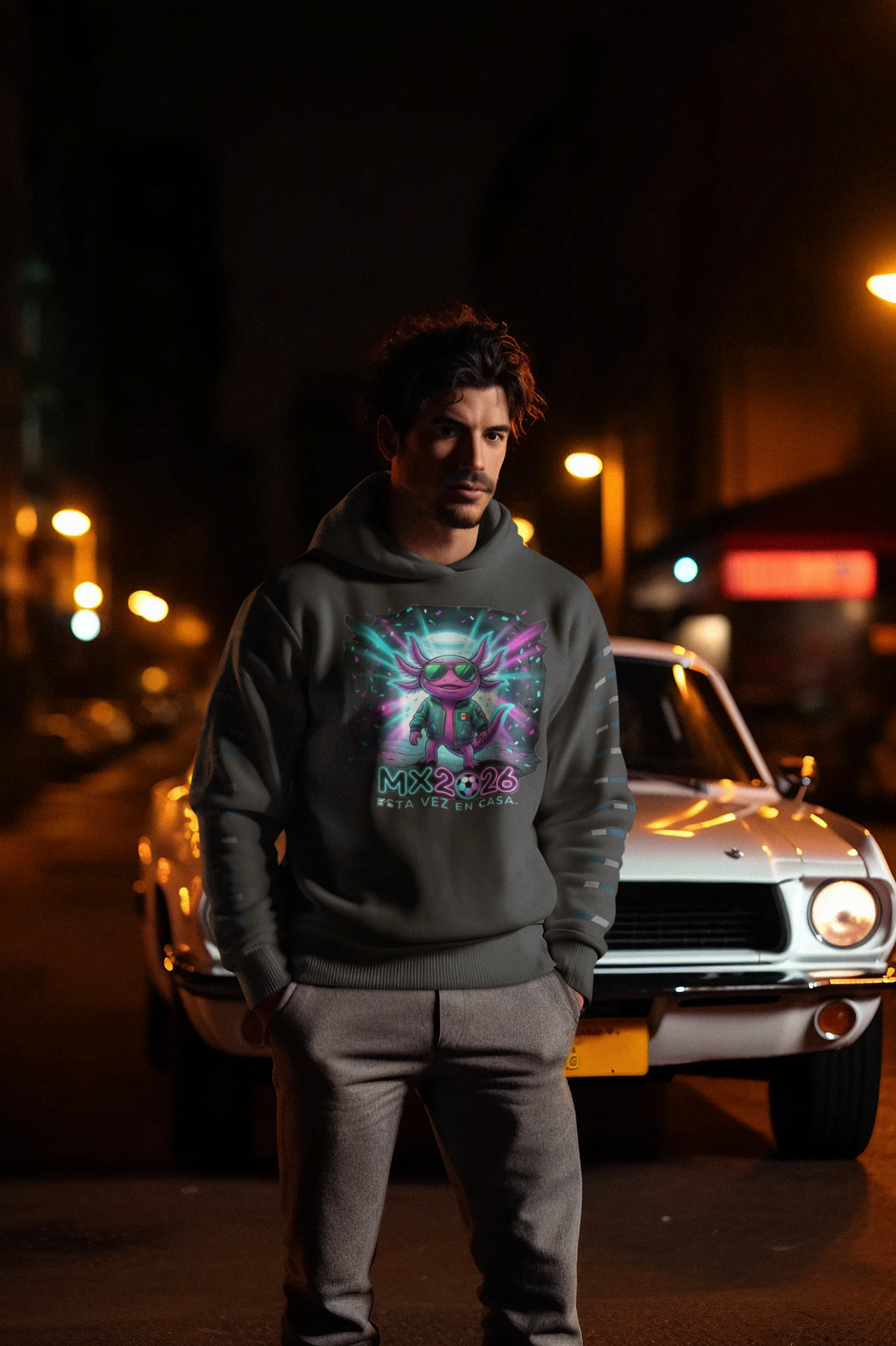 KROMA Hoodie Negra — Ajolote Estadio | Cyber-México Streetwear