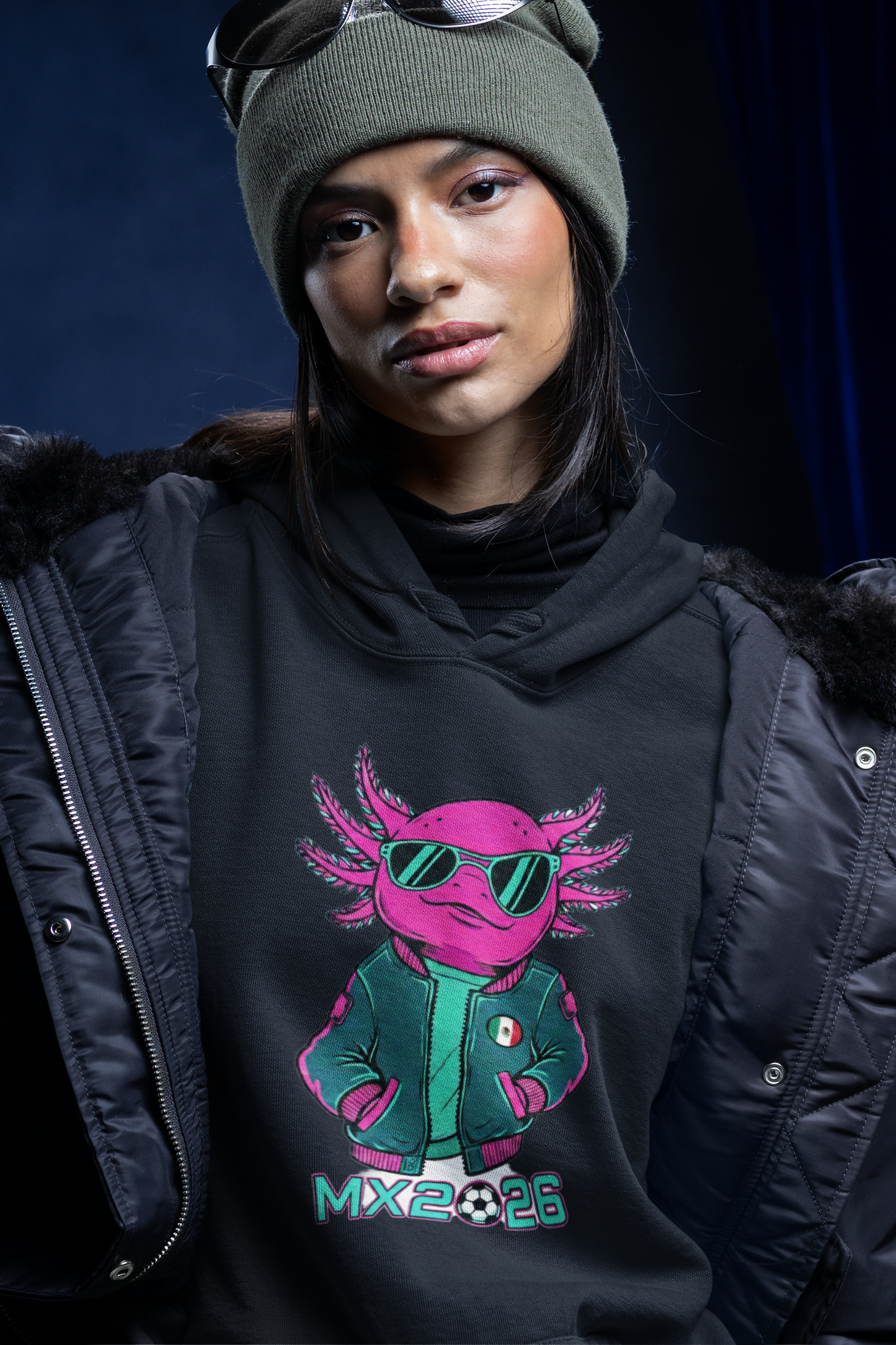 KROMA Hoodie Negra — Ajolote Cyber MX2026 | Cyber-México Streetwear