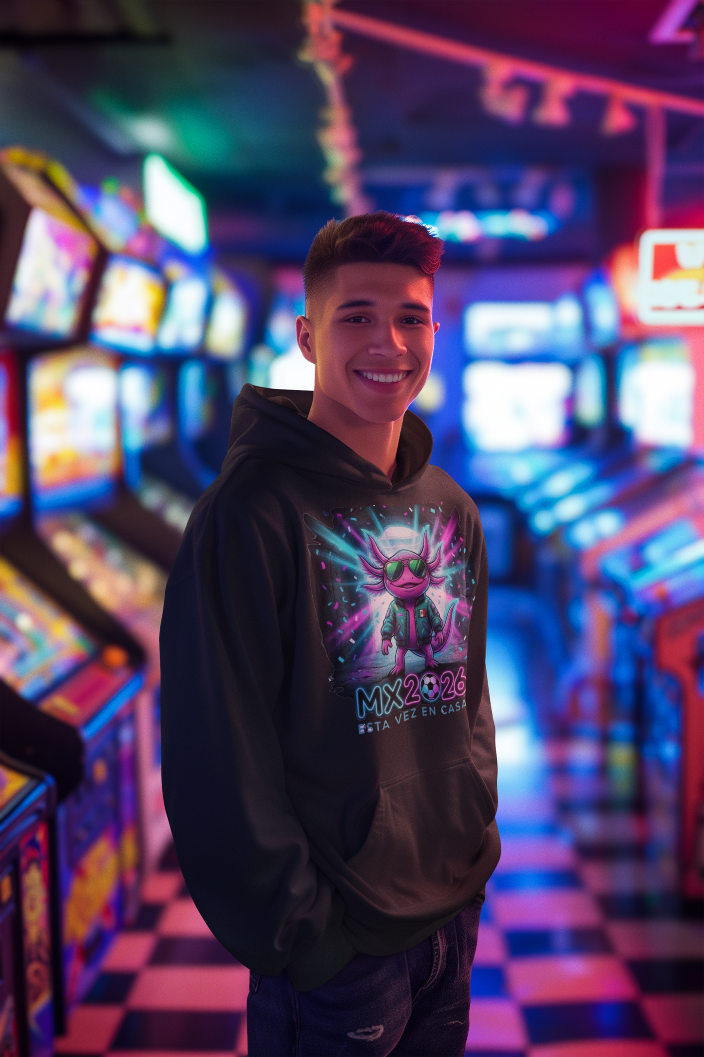 KROMA Hoodie Negra — Ajolote Estadio | Cyber-México Streetwear