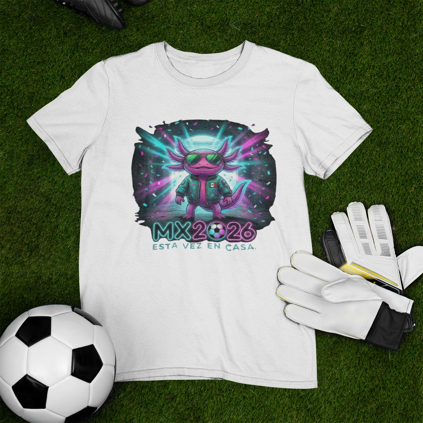 KROMA Playera Negra y Blanca— Ajolote Estadio | Cyber-México Streetwear