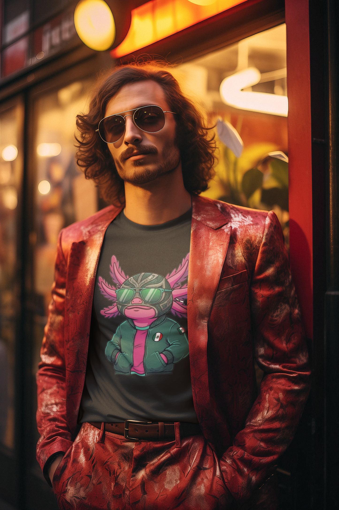KROMA Playera  Negra y Blanca — Ajolote Luchador | Cyber-México Streetwear